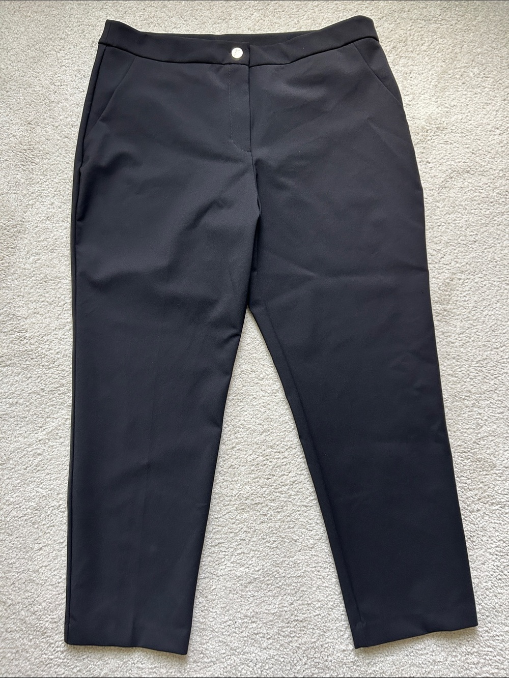 Michael Kors Black Dress Pants with Gold Logo Button, Size 14
